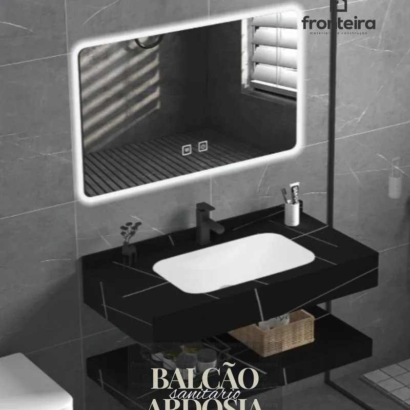 Balcão Sanitário Ardósia Pettra Preto