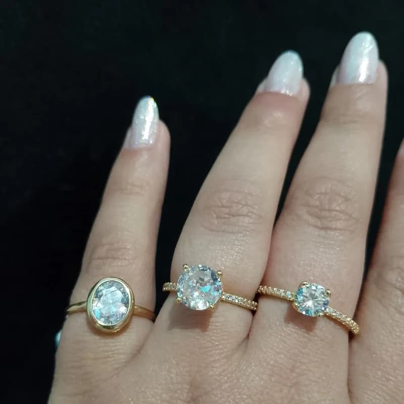 Anillos solitario con cristal