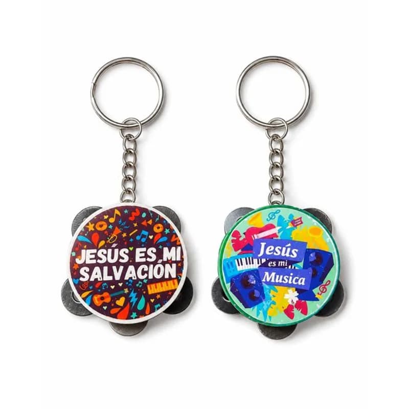 Llavero Pandereta 'Jesús es mi Salvación / mi Música'