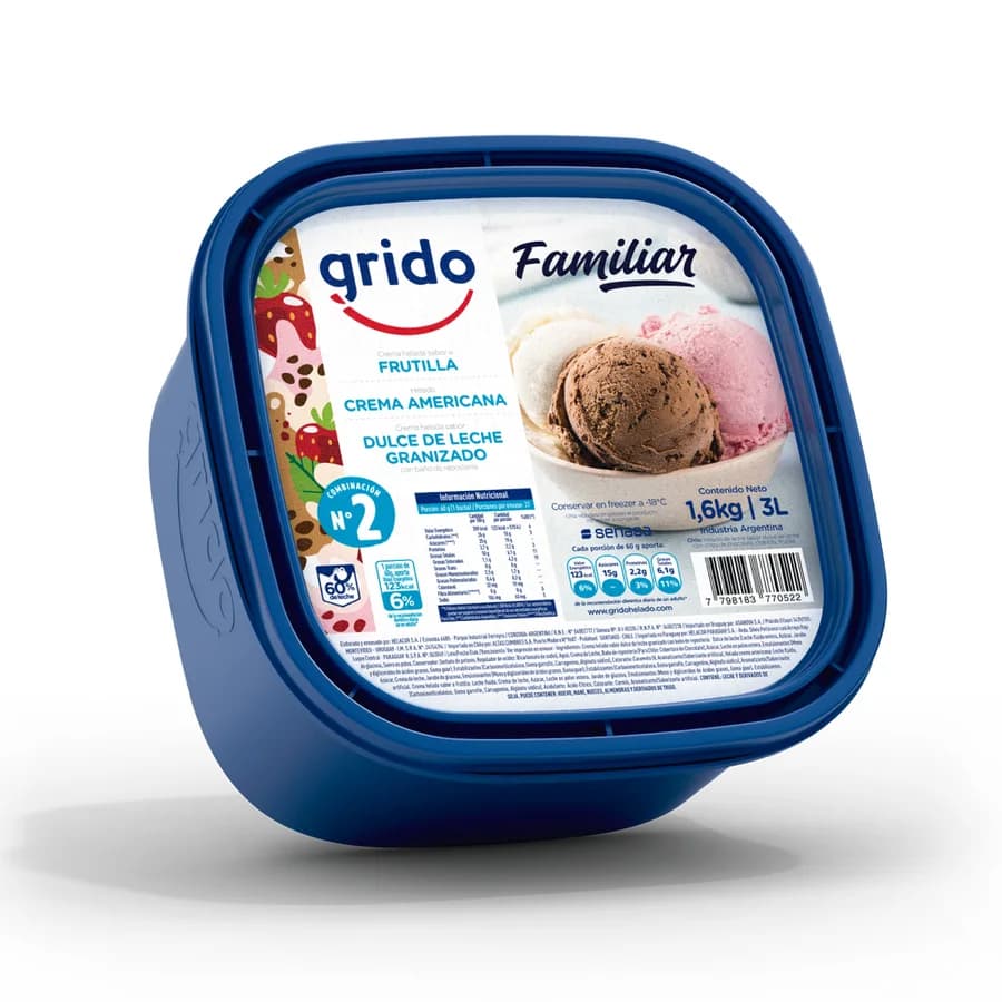 Familiar Nº 2 (Americana/Frutilla/Dulce de leche granizado)