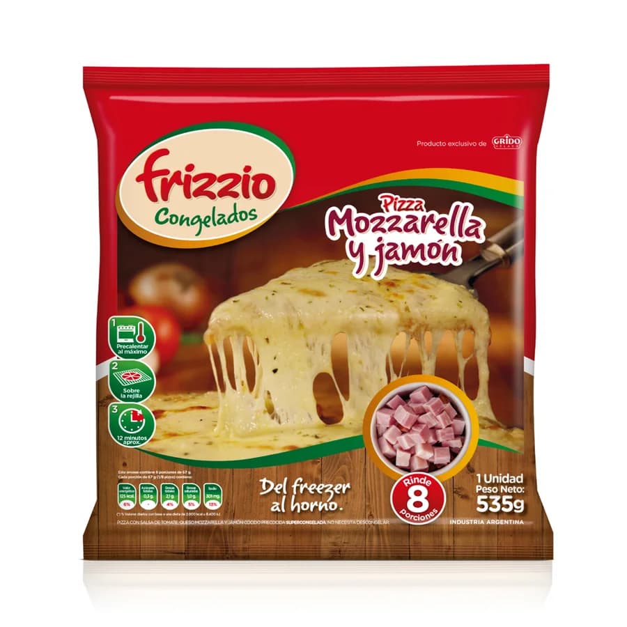 Pizza Frizzio Mozzarella y Jamón