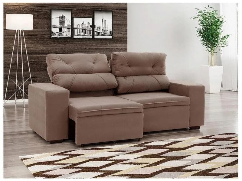 Sofá Retrátil e Reclinável 3 Lugares Suede Phormatta Evolution