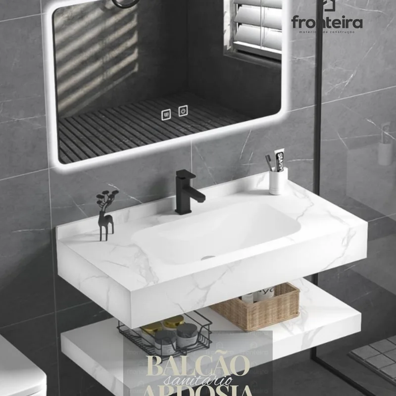 Balcão Sanitário Ardósia Pettra Branco