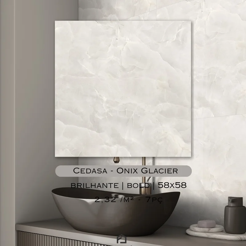 Porcelanato Cedasa Onix Glacier Brilhante 58×58