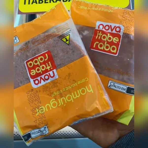 Hambúrguer misto (bovino e frango) Nova Itaberaba 56 g — foto da loja nos stories de Instagram @supersaojoseoficial (28/10/2026)