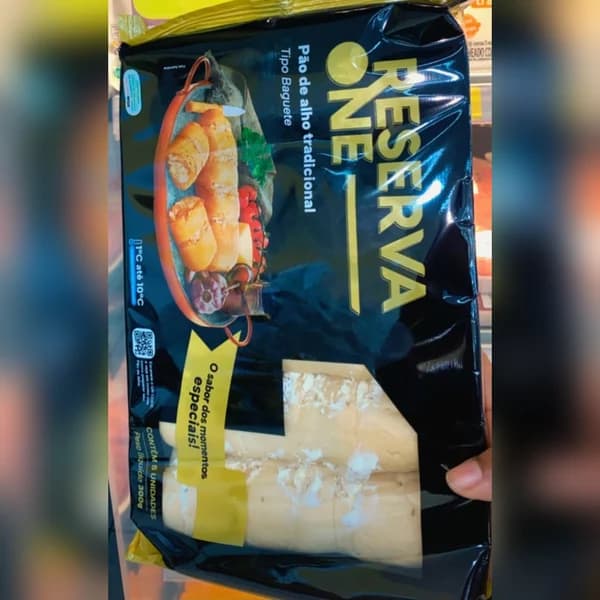 Pão de alho Reserva One tradicional 300 g — foto da loja nos stories de Instagram @supersaojoseoficial (28/10/2026)