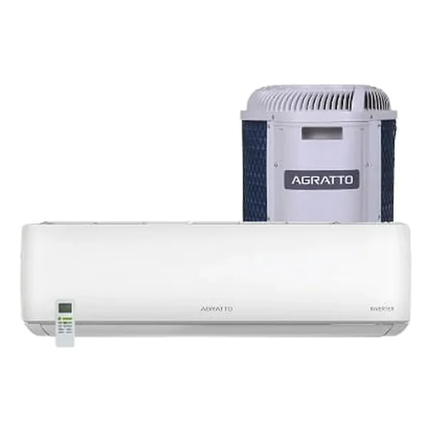 Ar-condicionado split inverter Agratto Liv Top 9.000 BTUs (conjunto) — folheto "Fecha Mês" (até 31/10/2026), Instagram @lojasbenoit_barracao