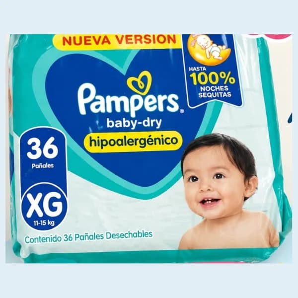 Pañales Pampers Baby-Dry hipoalergénico XG x36 — historia "Promo del día" (27/10/2026), Instagram @masterfarma_ (contenido de IA)