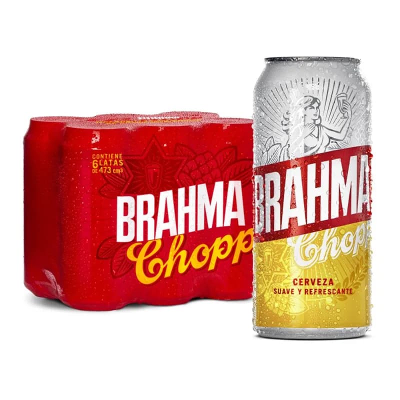 Cerveza Brahma Pack Latas 473 cc 6 Unidades