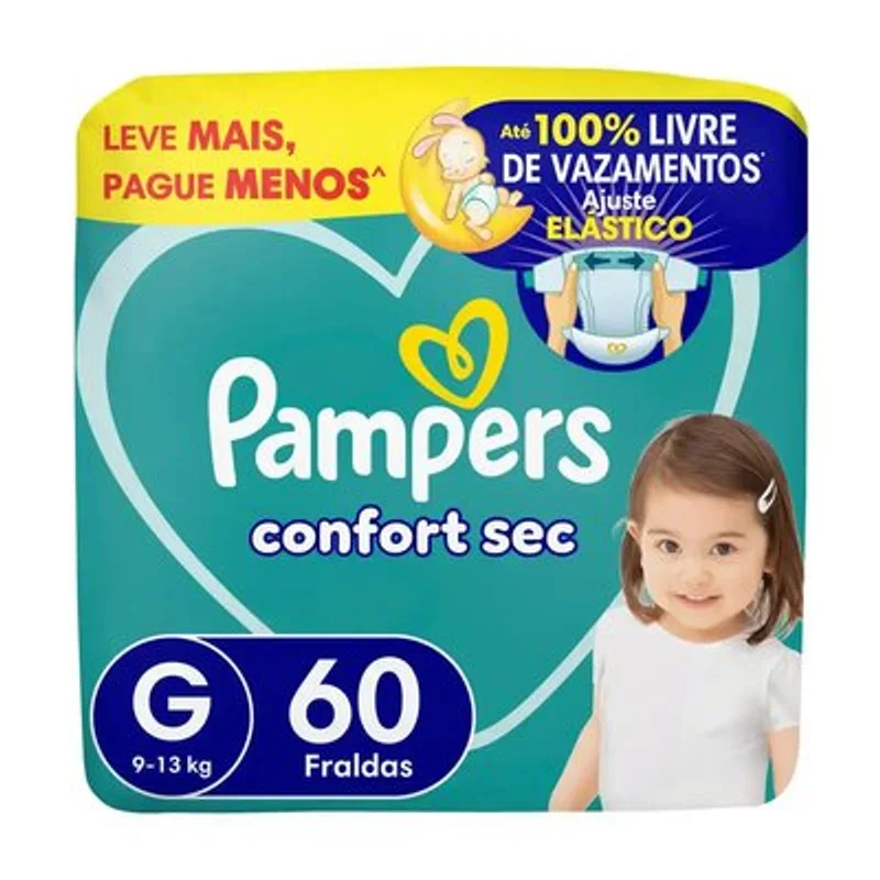 Fralda Pampers Confort Sec G 60 unidades