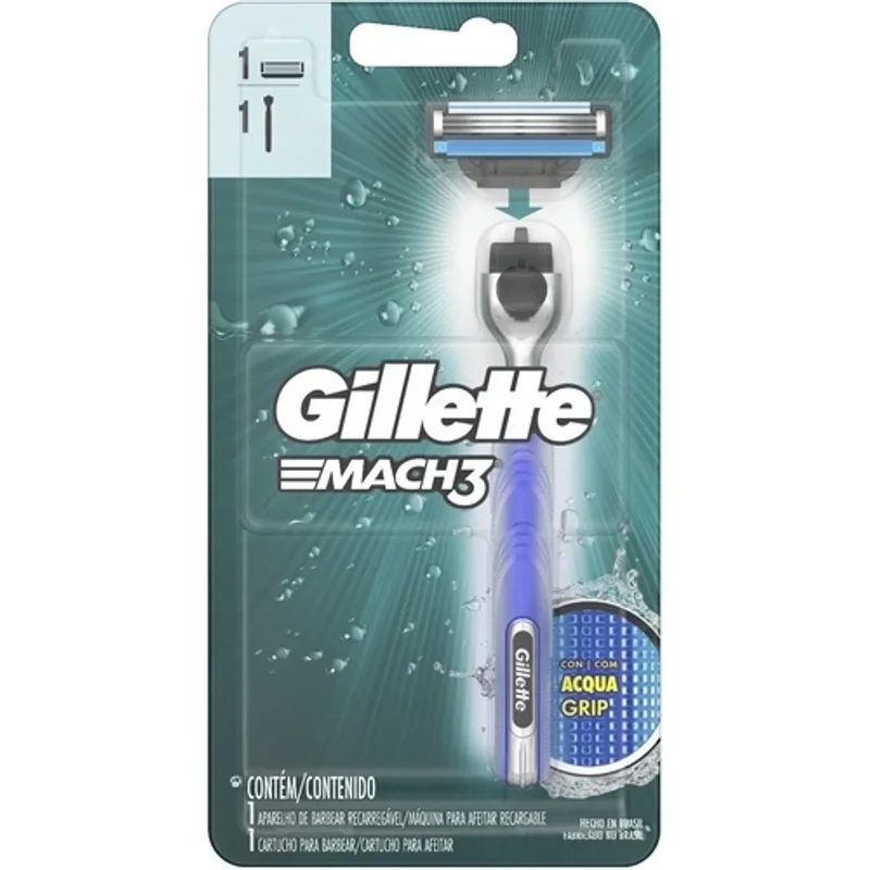 Aparelho de Barbear Gillette Mach3 + 1 Carga