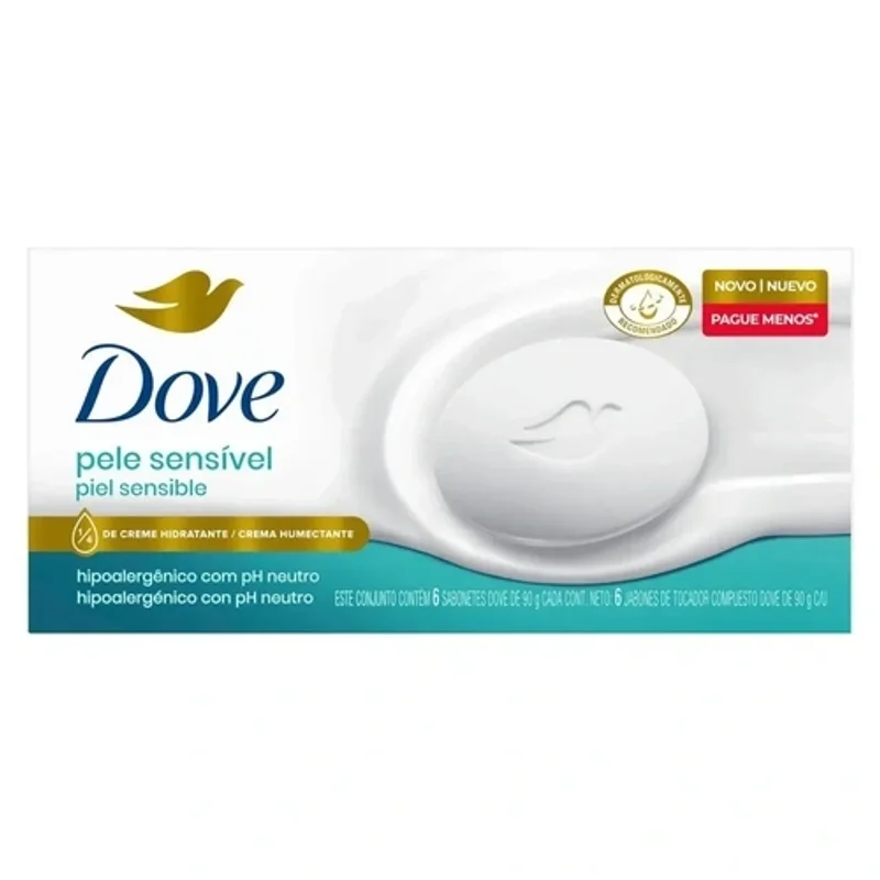 Kit Sabonete em Barra Dove Pele Sensível 6 × 90 g