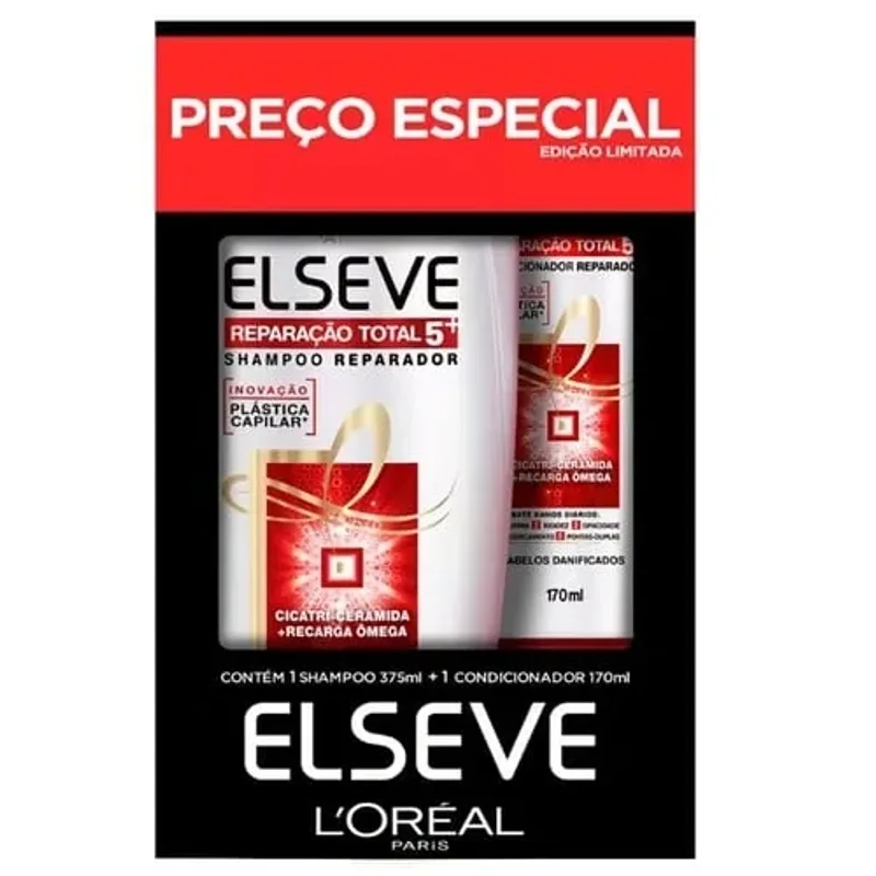 Kit L'Oréal Elseve Reparação Total 5 Shampoo 375 ml + Condicionador 170 ml