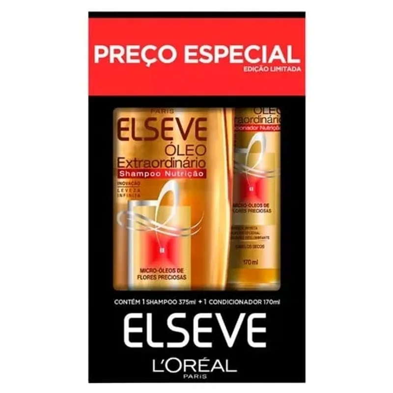 Kit L'Oréal Elseve Óleo Extraordinário Shampoo 375 ml + Condicionador 170 ml