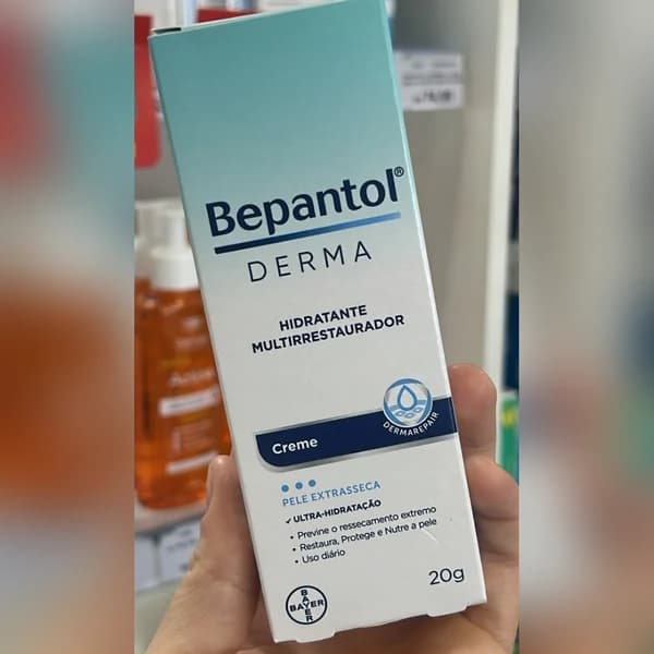 Bepantol Derma creme hidratante multirrestaurador 20 g — foto da loja nos stories de Instagram @farmaciasbravabarracao (28/10/2026)