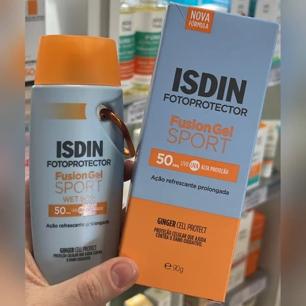 Protetor ISDIN Fotoprotector Fusion Gel Sport FPS 50 90 g — foto da loja nos stories de Instagram @farmaciasbravabarracao (28/10/2026)