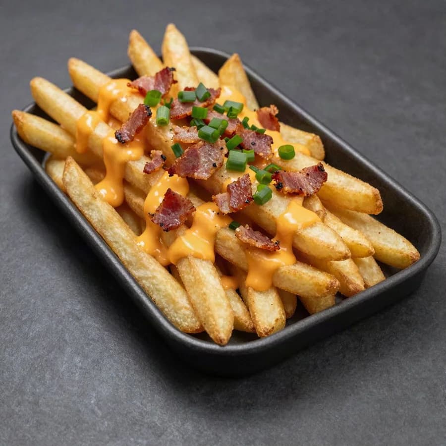 Batata frita com cheddar e bacon