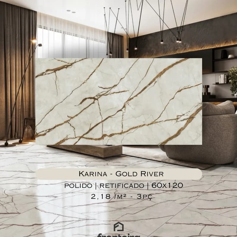 Porcelanato Karina Gold River Polido Retificado 60×120