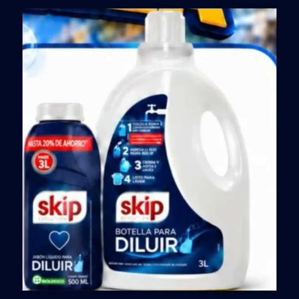 Jabón líquido Skip para diluir 500 ml + botella para diluir 3 L — folleto "Súper Promo Limpieza" (hasta 31/10/2026), Instagram @ceferino.supermercados