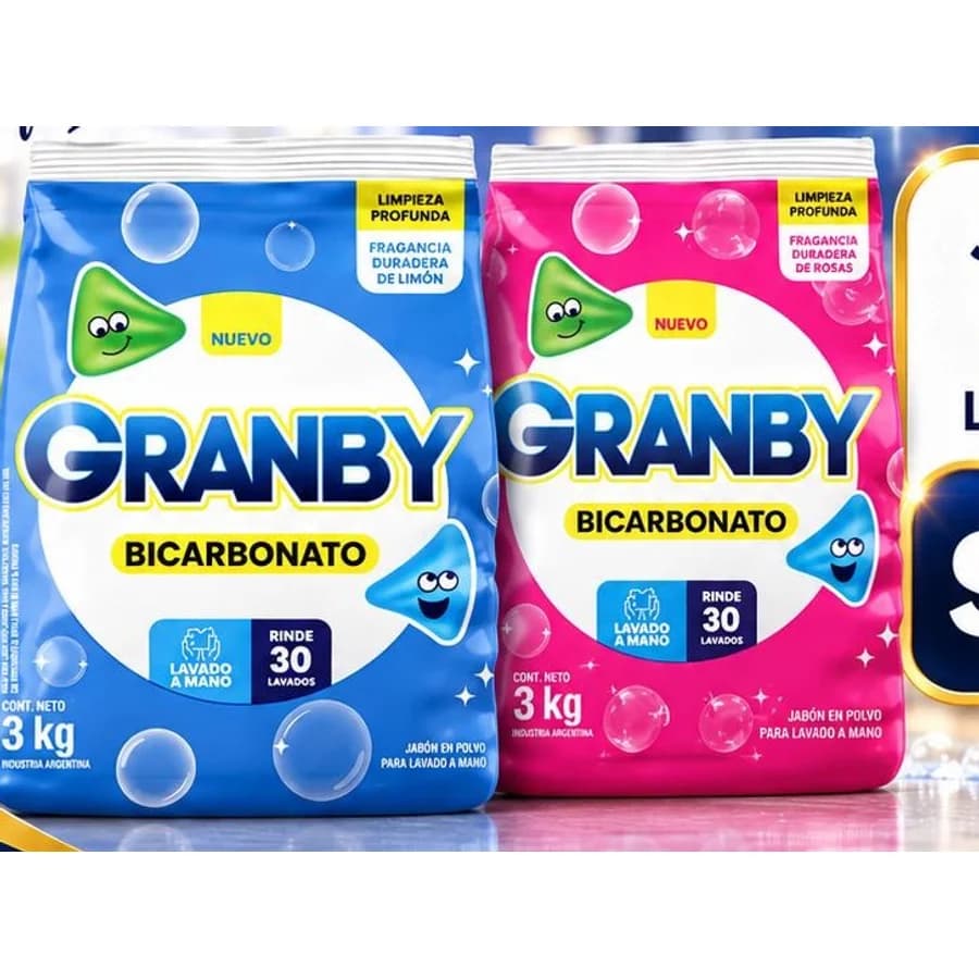 Jabón en Polvo Granby x 3 kg (lavado a mano o Matic)