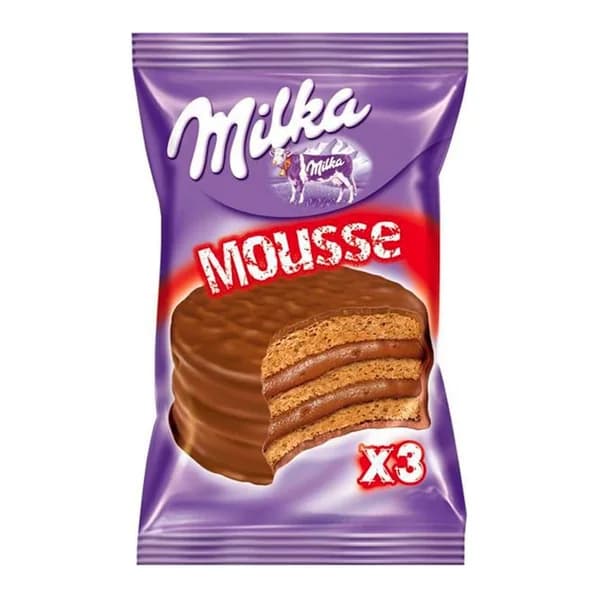 Alfajor Milka mousse 55 g — foto de catálogo de www.bistek.com.br (https://www.bistek.com.br/alfajor-milka-55g-ao-leite-mousse-triplo-2230208/p); búsqueda encargada por el administrador, 24/10/2026