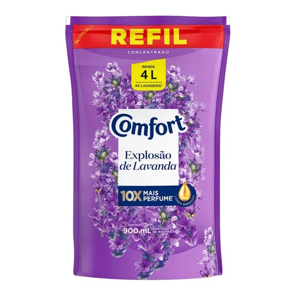 Amaciante Comfort concentrado lavanda sachê 900 ml — foto de catálogo de www.bistek.com.br (https://www.bistek.com.br/amaciante-concentrado-comfort-900ml-lavanda-rf-2225484/p); búsqueda encargada por el administrador, 24/10/2026