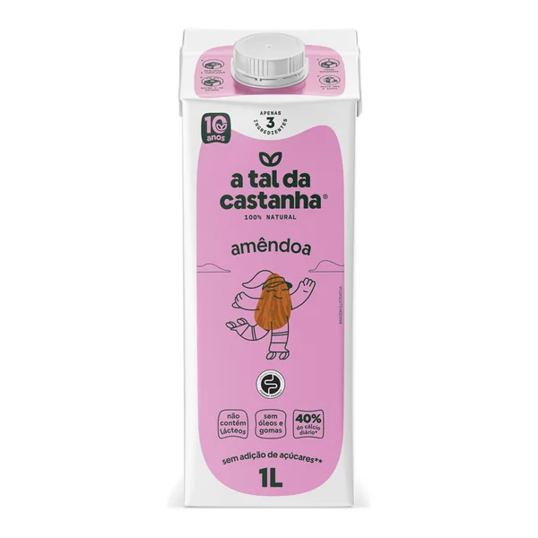 Bebida A Tal da Castanha amêndoa 1 L — foto de catálogo de www.bistek.com.br (https://www.bistek.com.br/bebida-vegetal-a-tal-da-castanha-amendoa-1l-1989863/p); búsqueda encargada por el administrador, 24/10/2026