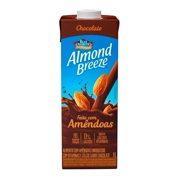 Bebida de amêndoa Almond Breeze chocolate 1 L — foto de catálogo de www.bistek.com.br (https://www.bistek.com.br/bebida-amendoa-almond-breeze-1l-choc-1879561/p); búsqueda encargada por el administrador, 24/10/2026