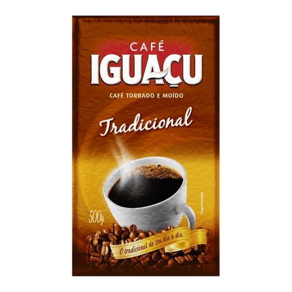 Café Iguaçu a vácuo tradicional 500 g — foto de catálogo de www.bistek.com.br (https://www.bistek.com.br/cafe-em-po-iguacu-tradicional-500g-1072579/p); búsqueda encargada por el administrador, 24/10/2026