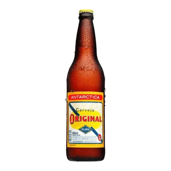 Cerveja Antarctica Original garrafa 600 ml — foto de catálogo de www.bistek.com.br (https://www.bistek.com.br/cerveja-original-pilsen-600ml-garrafa-1382969/p); búsqueda encargada por el administrador, 24/10/2026