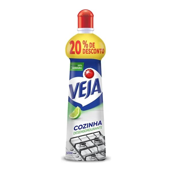 Desengordurante Veja cozinha 500 ml — foto de catálogo de www.bistek.com.br (https://www.bistek.com.br/limpador-desengordurante-cozinha-limao-veja-squeeze-500ml-gratis-20-de-desconto-1689576/p); búsqueda encargada por el administrador, 24/10/2026