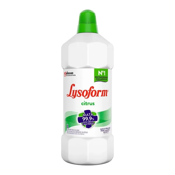Desinfetante Lysoform 1 L (citrus ou original) — foto de catálogo de www.bistek.com.br (https://www.bistek.com.br/desinfetante-lysoform-citrus-1l-1953931/p); búsqueda encargada por el administrador, 24/10/2026