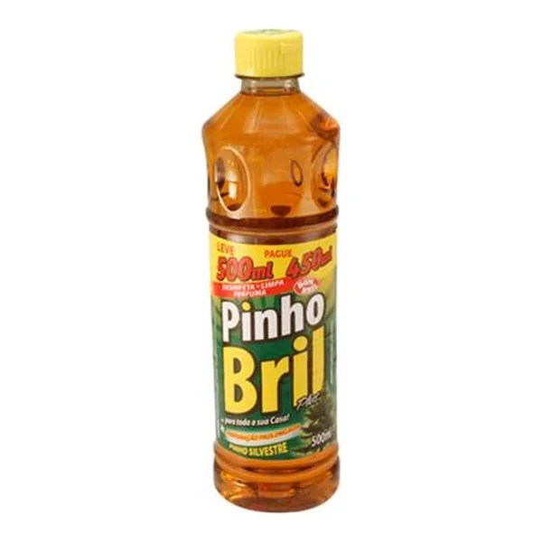 Desinfetante Pinho Bril silvestre 500 ml — foto de catálogo de www.bistek.com.br (https://www.bistek.com.br/desinfetante-pinho-bril-leve-500ml-pague-450ml-pinho-silvestre-1354680/p); búsqueda encargada por el administrador, 24/10/2026
