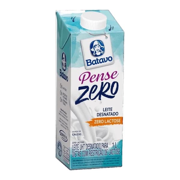 Leite Batavo Pense Zero zero lactose 1 L — foto de catálogo de www.bistek.com.br (https://www.bistek.com.br/leite-uht-batavo-pense-zero-1l-desn-zlactose-4001162/p); búsqueda encargada por el administrador, 24/10/2026