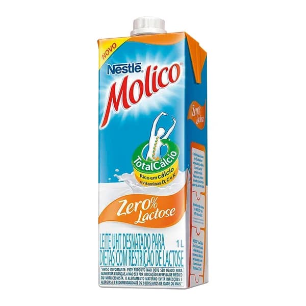 Leite Molico zero lactose 1 L — foto de catálogo de www.bistek.com.br (https://www.bistek.com.br/leite-uht-molico-1l-desnatado-zrlactose-1655396/p); búsqueda encargada por el administrador, 24/10/2026