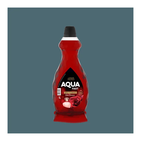 Limpador perfumado Aqua Fast 1 L (doce romance ou outras) — foto de catálogo de www.aquafast.com.br (https://www.aquafast.com.br/produto/limpador-perfumado-doce-romance-1l/); búsqueda encargada por el administrador, 24/10/2026