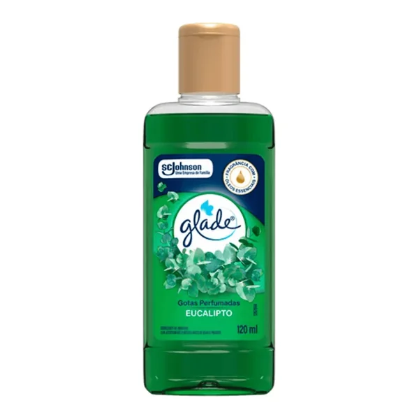 Limpador perfumado Glade eucalipto 120 ml — foto de catálogo de www.bistek.com.br (https://www.bistek.com.br/odorizador-glade-120ml-gperfeucalipto-2371375/p); búsqueda encargada por el administrador, 24/10/2026
