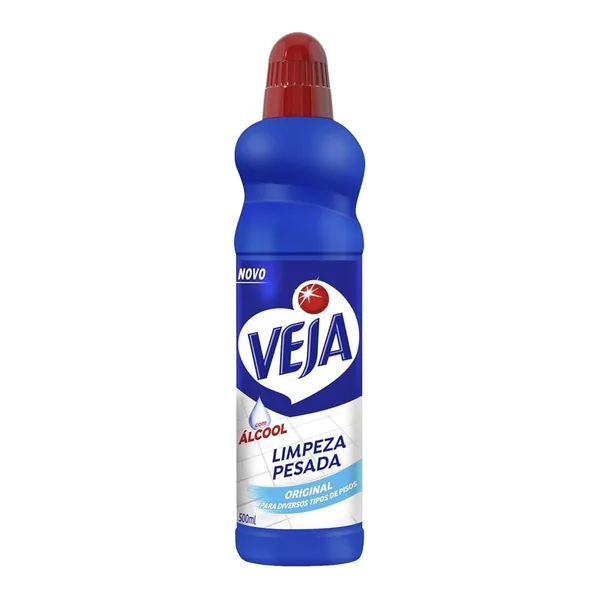 Limpador Veja limpeza pesada original 500 ml — foto de catálogo de www.bistek.com.br (https://www.bistek.com.br/limpador-limpeza-pesada-com-alcool-original-veja-frasco-500ml-718874/p); búsqueda encargada por el administrador, 24/10/2026