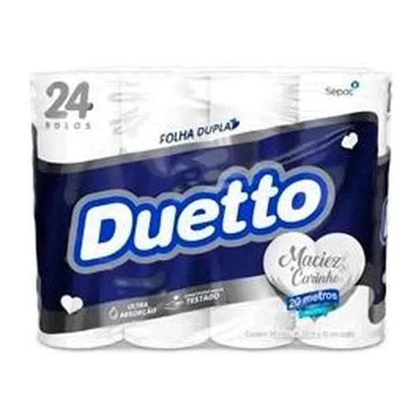 Papel higiênico Duetto folha dupla 20 m c/24 — folheto "Fecha Mês de Aniversário" (27/10–02/11/2026), Instagram @bonnoatacarejo