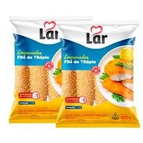 Filé de tilápia empanado Lar 400 g — folheto Bonno + Lar (29/10–08/11/2026), Instagram @bonnoatacarejo