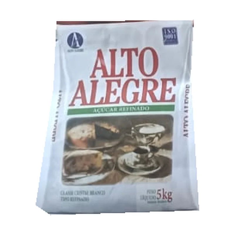 Azúcar refinada Alto Alegre 5 kg, envase original del folleto Rede Forte