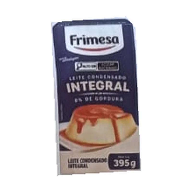 Leche condensada integral Frimesa 395 g, envase original del folleto Rede Forte