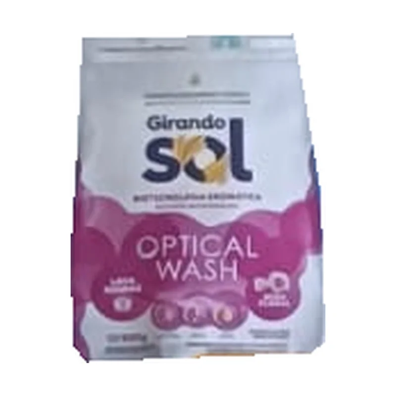 Detergente en polvo Optical Wash Girando Sol 800 g, envase original del folleto Rede Forte