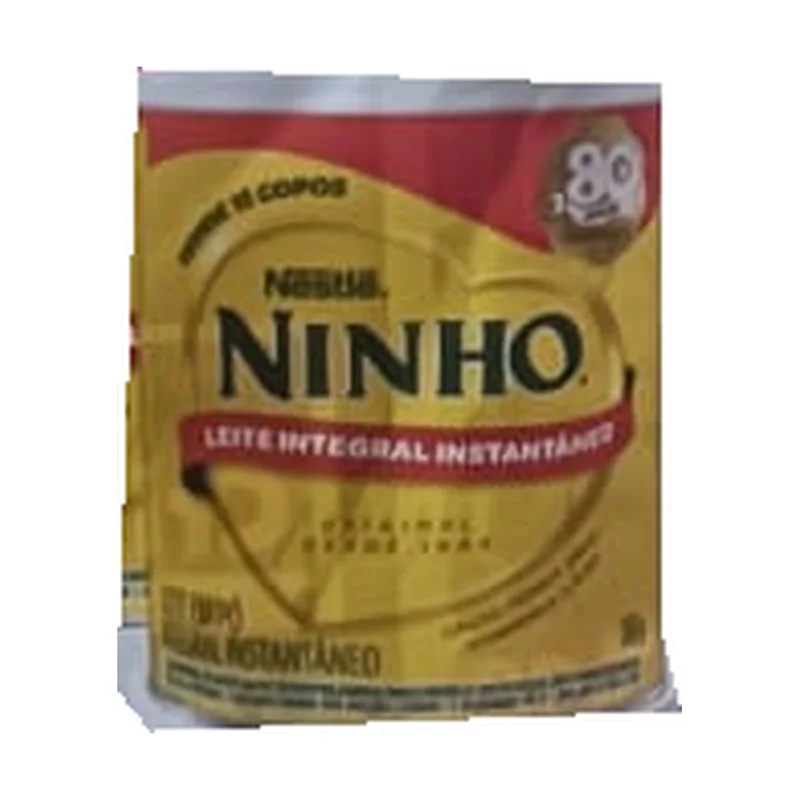 Leche en polvo integral instantánea Ninho 380 g, envase original del folleto Rede Forte