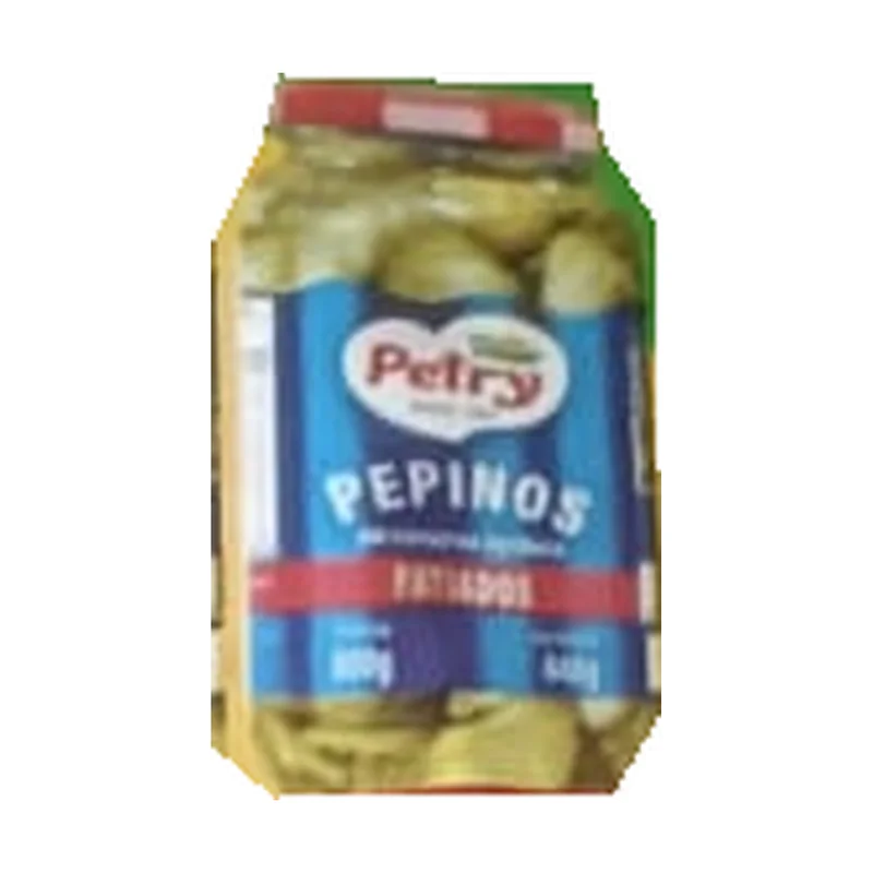 Pepinos agridulces en rodajas Petry 440 g, envase original del folleto Rede Forte