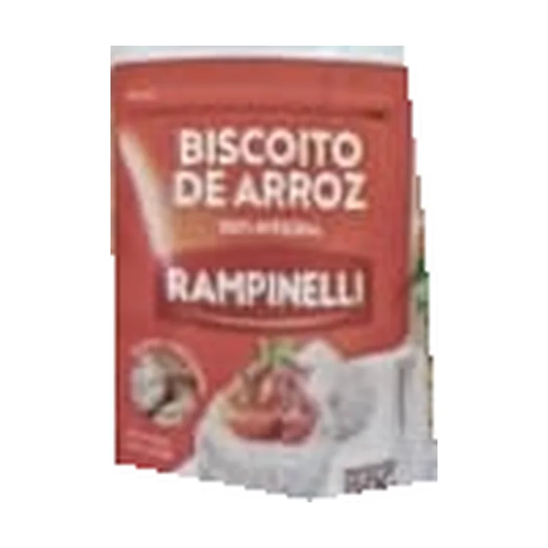 Galletitas de arroz Rampinelli 150 g, envase original del folleto Rede Forte