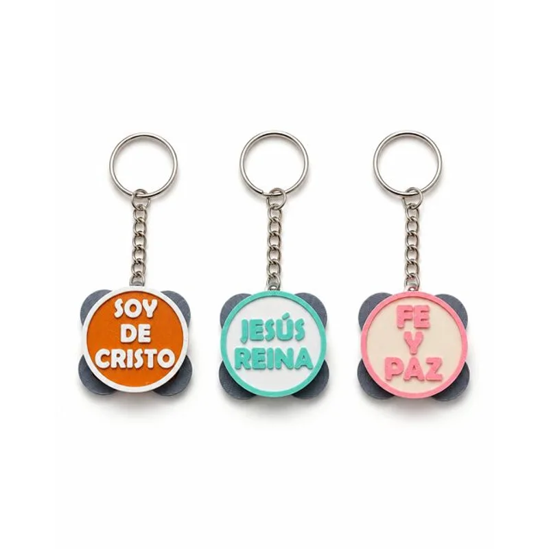 Llavero Pandereta Mini · 'Soy de Cristo' / 'Jesús Reina' / 'Fe y Paz'