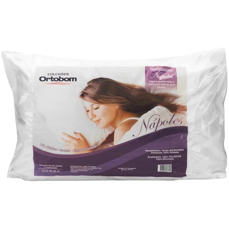 Travesseiro Ortobom Nápoles 10cm Macio Poliéster