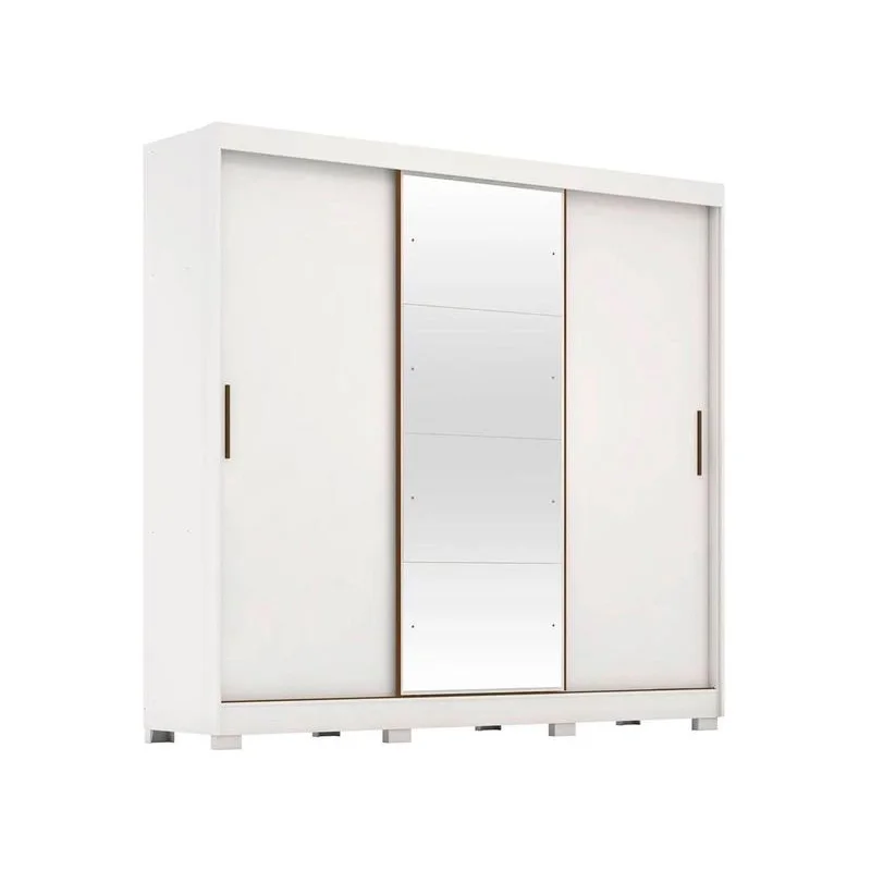 Guarda-roupa Casal com Espelho 3 Portas de Correr 6 Gavetas Demóbile Londres